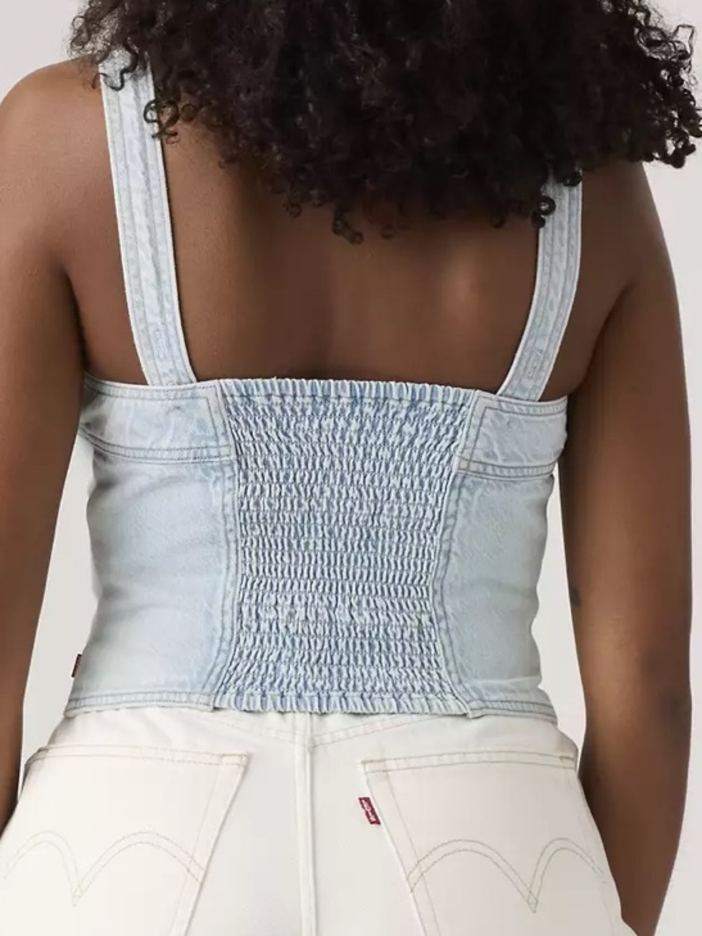 🩵 NWT Levi’s Drea Tank Top L - Corset‑Style Crop - Light Wash - Picture 3 of 16